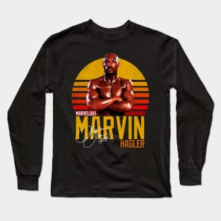 Marvelous Marvin Hagler Boxing Legend Signature Vintage Retro 80s 90s Bootleg Rap Style Long Sleeve T-Shirt